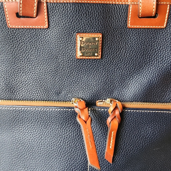 Dooney & Bourke Navy Blue Leather Tote Bag - Picture 2 of 5